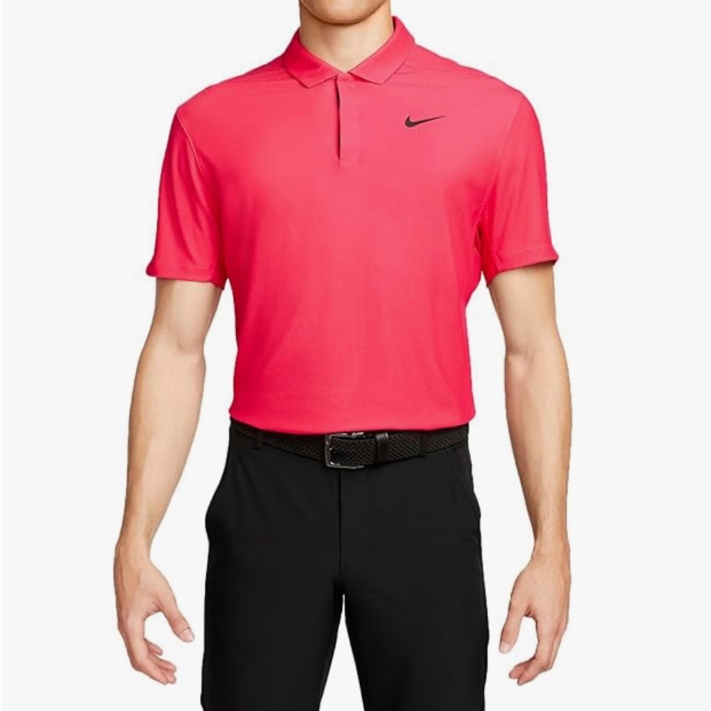 Tiger Woods Nike Dri-Fit Woods Men's Pink Golf Polo Shirt Sz Large S/S